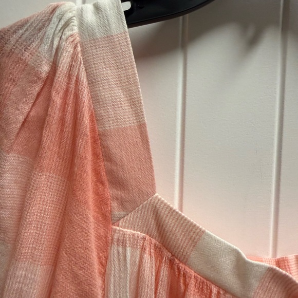 Chaps Size XL Peach Pink 100% Gauze Cotton Ruffle Hem 3/4 Sleeve Shirt - Picture 9 of 11